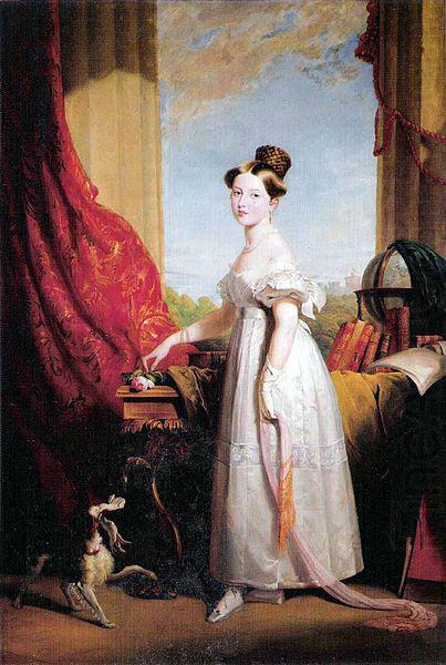 Portrait of Princess Victoria of Kent with her spaniel Dash, George Hayter